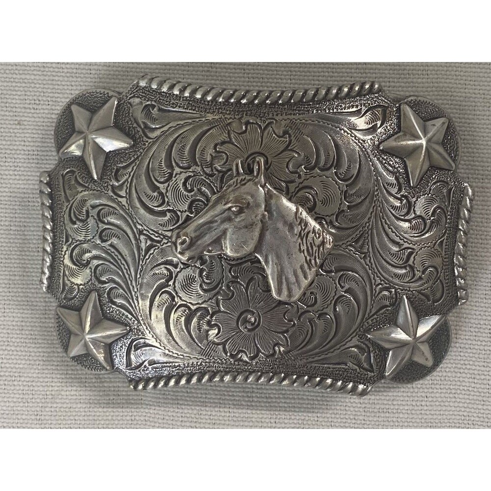Nocona Filigree Ho Horse And Stars Woman’s / Youth Western Belt Buckle